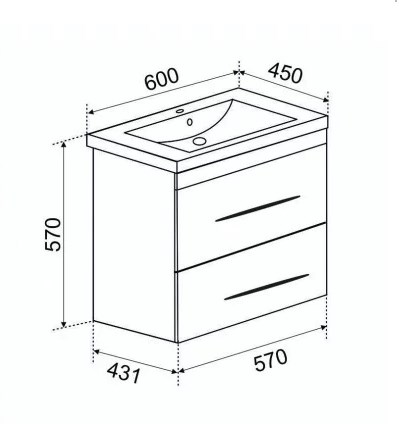 Тумба с раковиной Emmy Рокард 60 подвесная, с раковиной Como