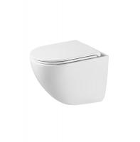 Унитаз подвесной Grossman GR-4455SQC безободковый, белый с тонкой крышкой, микролифт, смыв торнадо, закрытое дно