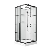 Душевая кабина Niagara Standart ST100/15QR/KL/BKT (100х100х225) низкий поддон(15см),черный,стекло прозрачное,3 места