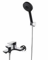 Смеситель для ванны и душа с лейкой и шлангом  Ganzer GZ21031-C черный/хром
