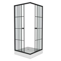 Душевой уголок Niagara Nova NG-0180-14 (80х80х195) квадрат, низкий поддон, черный, двери раздвижные, стекло прозрачное с рисунком, 2 места
