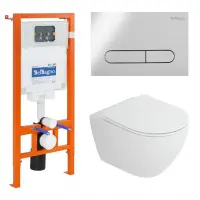 Инсталляция BelBagno с унитазом Cezares Stylus-tor CZR-6601-TH-TOR, сиденье микролифт, клавиша хром глянец, комплект