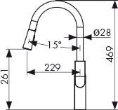 Смеситель KAISER Linear кухня боковой выдвижн. Ø35