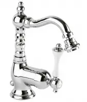 MARGOT-BSM2-01-Bi Смеситель для биде однорычажный c донным клапаном, исполнение хром, ручка белая