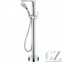 Смеситель для ванны напольный из латуни с лейкой и шлангом Ganzer GZ21081 хром