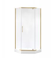 Душевой уголок Niagara Nova NG-6405-08GOLD (90х90х195) трапеция, золото, двери распашные, стекло прозрачное, 1 место