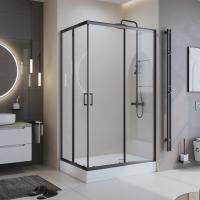 Душевой уголок BelBagno UNO-195-AH-2-100/80-C-NERO 100x80, чёрный
