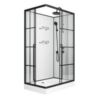 Душевая кабина Niagara Standart ST100/80/15QR/KL/BKT (100х80х225) низкий поддон(15см),черный,стекло прозрачное,3 места